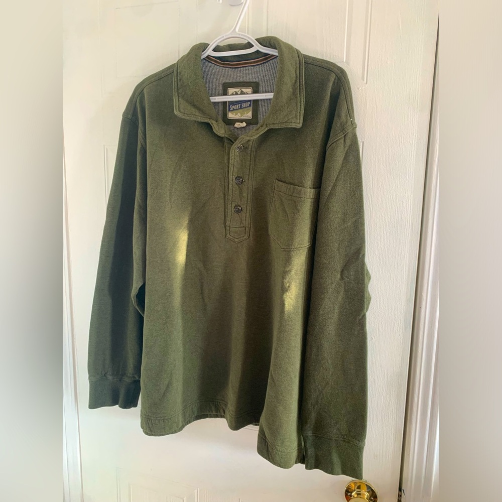 Eddie Bauer 1/4 Button Up Collared Sweater Green Size XXL